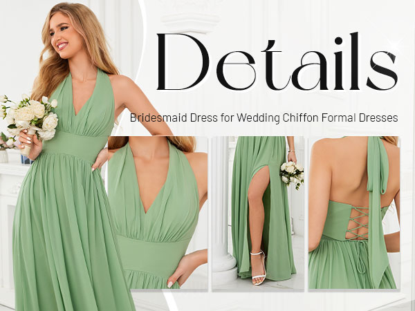 Plunging Bridesmaid Dress for Wedding Backless Formal Dress Evening Gowns Details