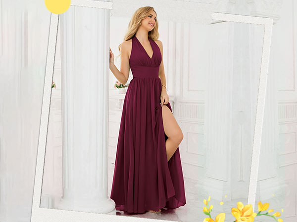 Wine Red Bridesmaid Dress for Women