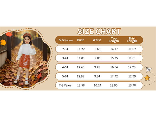 Size Reference-1 x Puff Sleeve Tops+ 1 x PU Leather Skirt