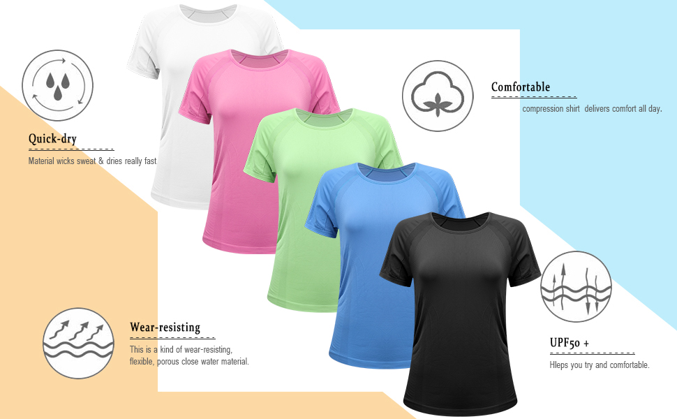 Short Sleeve T-Shirt Stretch Tees Quick Dry Gym Athletic Tops