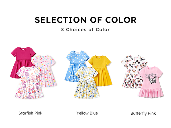 Toddler Girl Floral Skater Multipack Dresses Polka Dots Priness A-line Dress for Girls