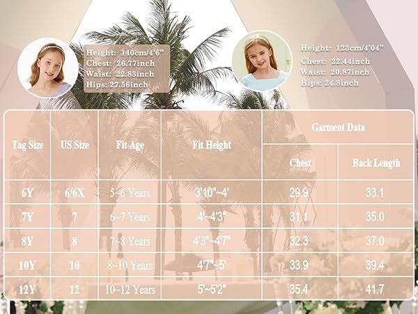 girls summer dress size chart