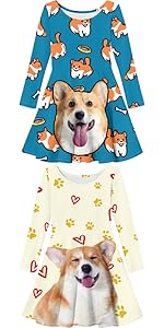 Girls Dog Print Dress