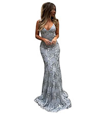 Mermaid Lace Prom Dresses Spaghetti Strap V Neck Formal Evening Party Gown