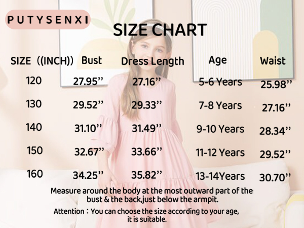 girls dresses size chart