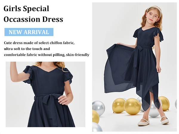 Chiffon Cute A-Line Short Dress with Asymmetrical Layered Ruffled Bow Tie Teen Girl Bridesmaid Dress