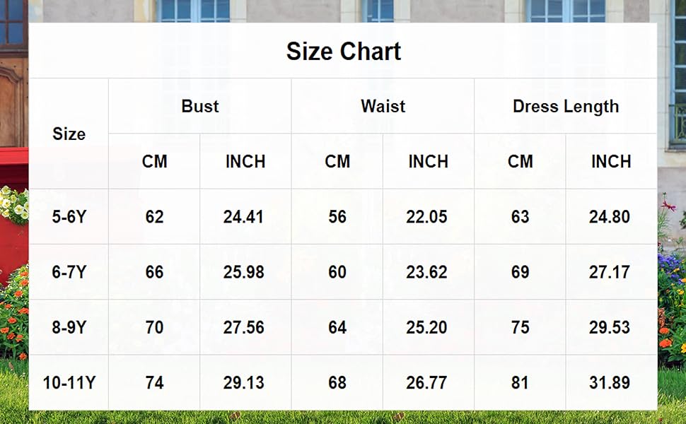 girls easter dress size chart