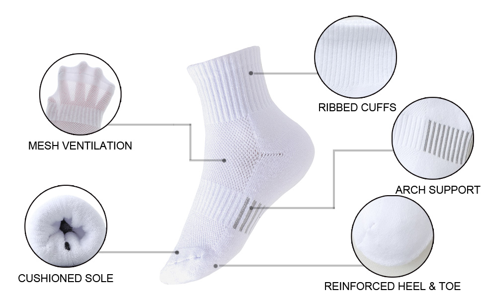 Girls'' Athletic Socks - Cushion Quarter Cut Ankle Socks