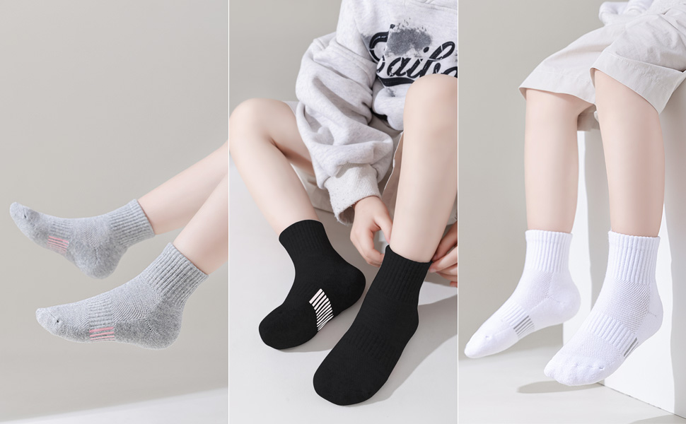 Girls'' Athletic Socks - Cushion Quarter Cut Ankle Socks