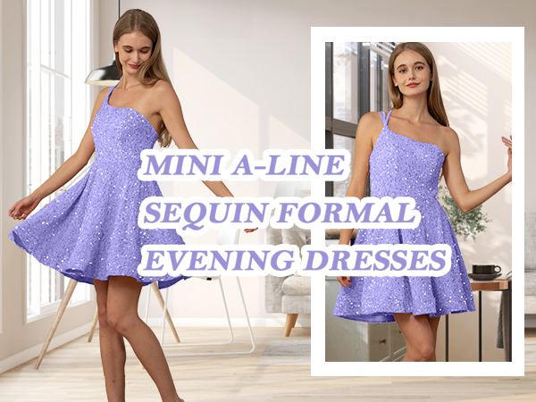 sequin a-line prom dress short