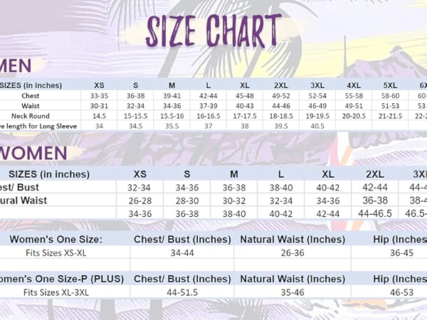 Men & Women Size Chart