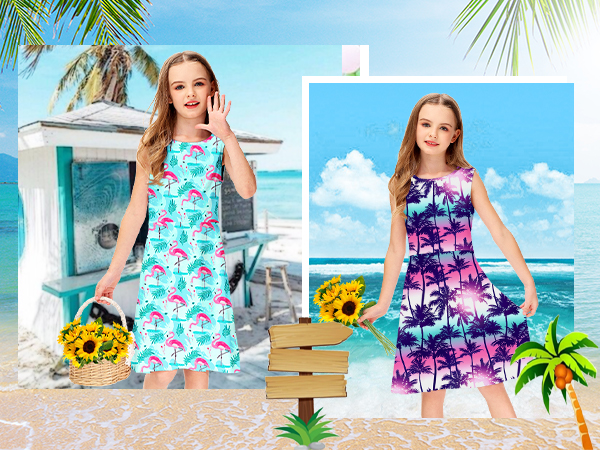 Girls Flamingo Print Summer Sundress