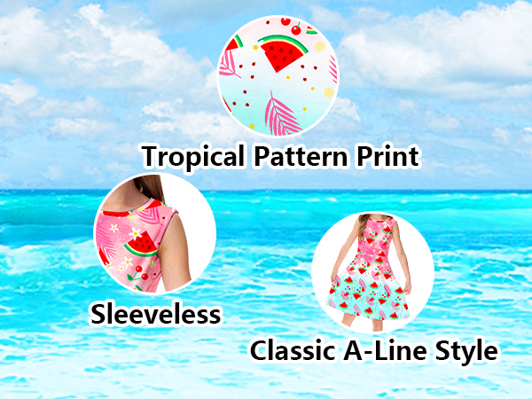 Tropical Fruit Watermelon Print Summer Dress for Girls