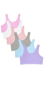 Fruit of the Loom Girls Cotton Stretch Sports Bra 6 Pack