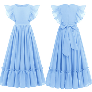 Chiffon flower girl dresses flutter sleeves princess gown