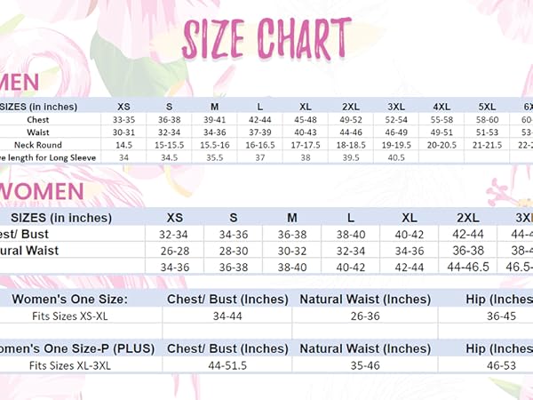 Men & Women Size Chart