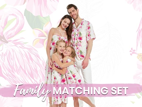 Pink Hibiscus Vine White - Family Matching