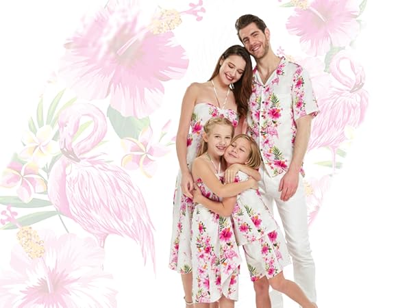 Pink Hibiscus Vine White - Family Matching