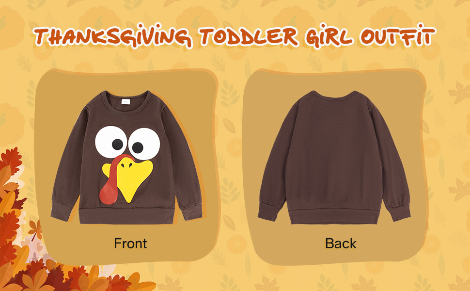 Thanksgiving Outfit Toddler Girl 18-24 months 2T-3T-4T-5TGirls Thanksgiving Outfits Cute turkey 