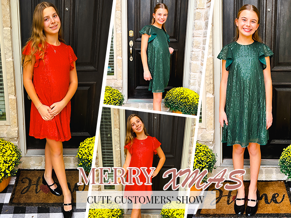 girls christmas dress green