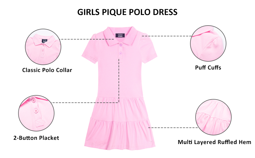 Girls Pique Polo Dress