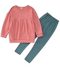 Kids Girls Fall Outfits Long Sleeve Crewneck Sweatshirt Pants Soft Warm Winter Clothes Set 7-12Y