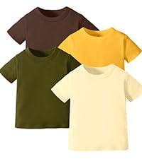 OPAWO Unisex Infant Baby Crew Neck T-Shirt 4 Pack Toddler Short Sleeve Solid Color Tees Shirts