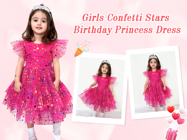 Confetti Stars Birthday Princess Dress for Todder