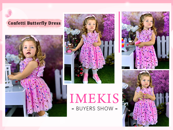 Toddler Butterfly Dress Shiny Confetti Tulle Birthday Dress