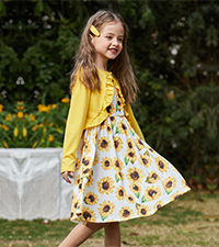 Arshiner Toddler Dress and Cardigan Girl Floral Print Sleeveless Sundress and Long Sleeve Shrugs Set