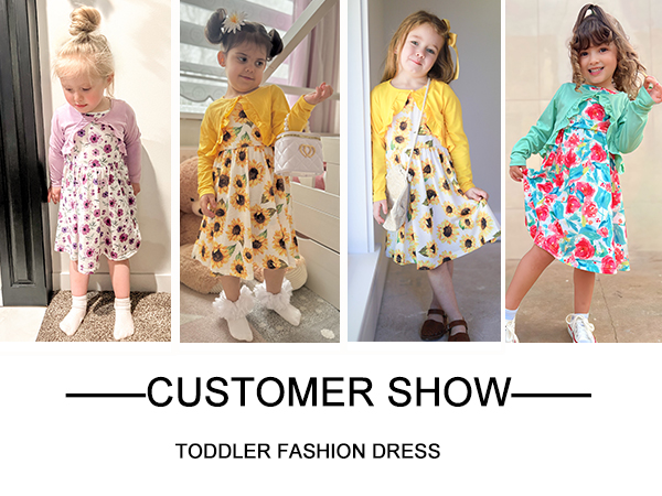 Arshiner Toddler Dress and Cardigan Girl Floral Print Sleeveless Sundress and Long Sleeve Shrugs Set