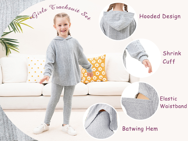  Girl''s Trendy long Sleeve hoodie and Leggings for Girls