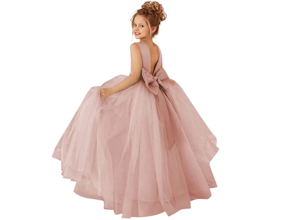 dusty rose flower girl dress ivory flower girl dress for wedding white princess pageant dress