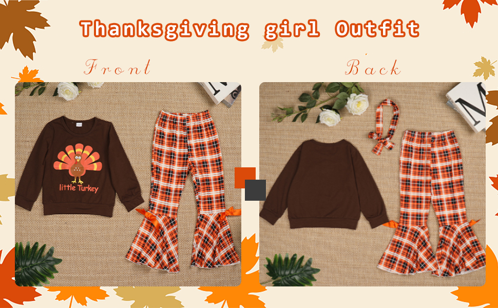 Thanksgiving Outfit Toddler Girl 2t-3t-4T-5T Girls Thanksgiving Outfits little turkey Print