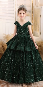 off shoulder sequin pageant dress for girls