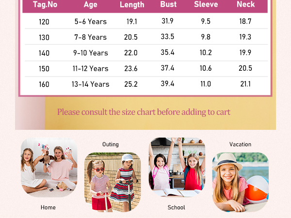 Girls Oversized T-Shirts Short Sleeve Crewneck Summer Casual Loose Tops Tees