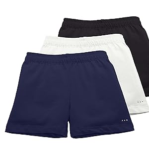 Navy Blue, White, and Black Girls Under School Uniform Shorts