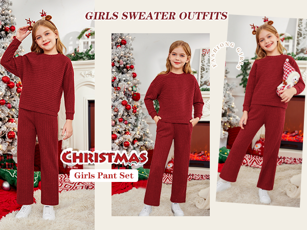 girls red sweater set 