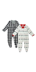 HonestBaby Organic Cotton Girls Holiday Black Red Pajamas Onesies Collection