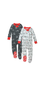 HonestBaby Organic Cotton Girls Holiday Black Red Snug Fit Footed Pajamas Onesies Collection