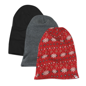 HonestBaby Organic Cotton Girls Holiday Fair Isle Red 3 piece beanie set