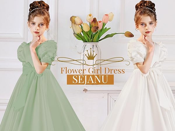 Flower Girl Dresses for Wedding Bow-Knot Elegant Satin Princess First Communion Dresses