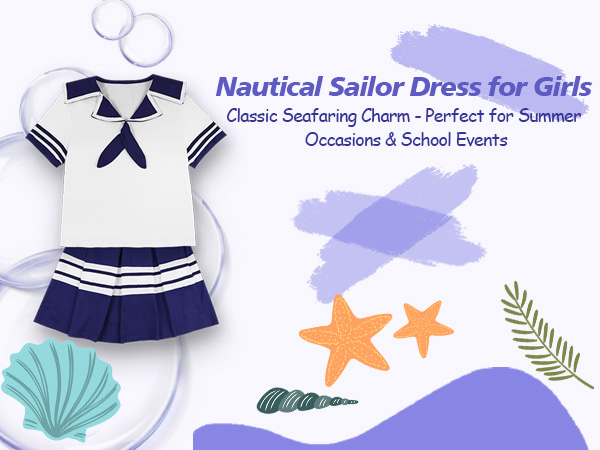 Jobakids sailor suits, school style uniform, blue sailor clothes, girls skirt set