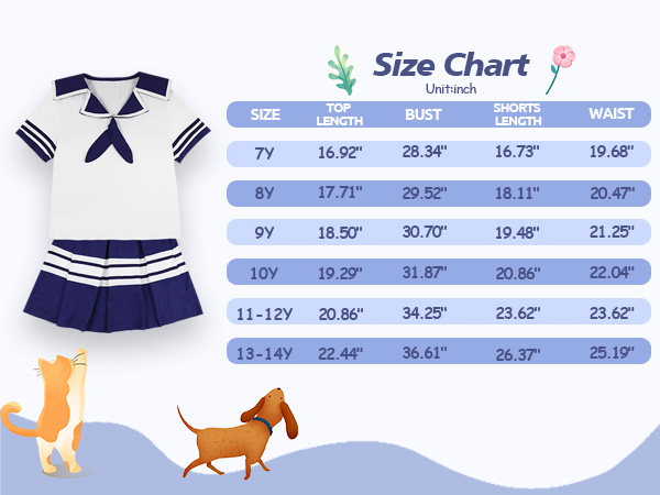 Jobakids sailor suits, school style uniform, blue sailor clothes, girls skirt set