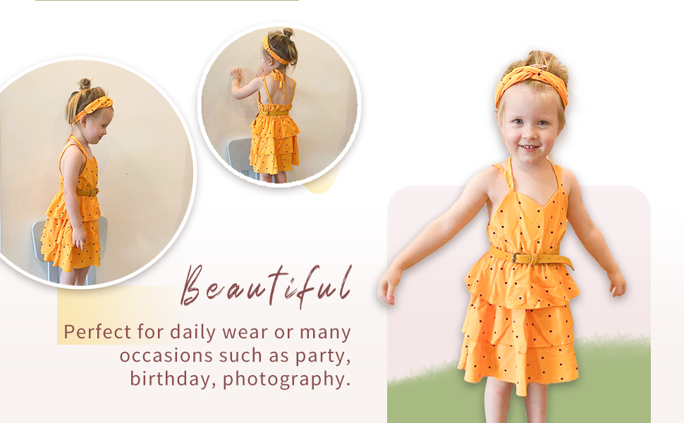 yellow dots strap dress for girls 2-6t