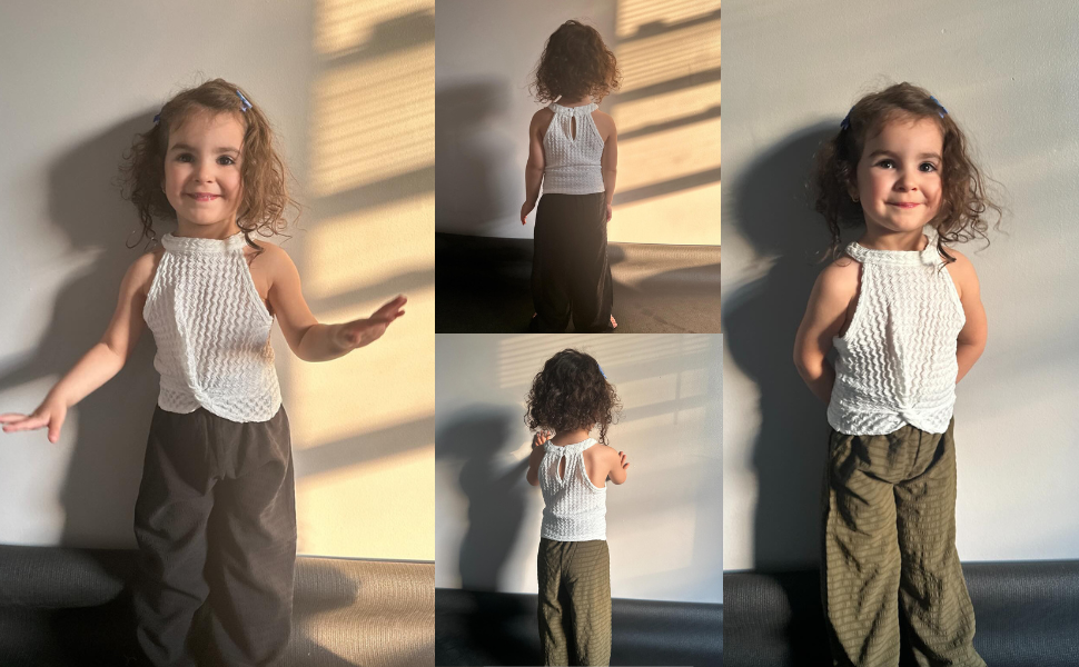 toddler girl halter neck tops wide leg pants