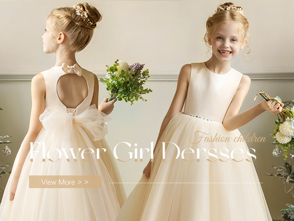 champagne flower girl dress puffy tulle pageant dress white princess dress junior bridesmaid dress