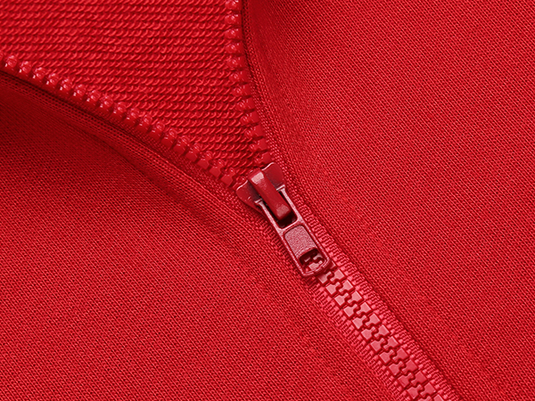 red zip up hoodie