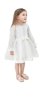 Lilax Girl Lace White Flower Girl Party Princess Boho Dress