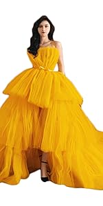 High Low Tulle Prom Evening Gowns